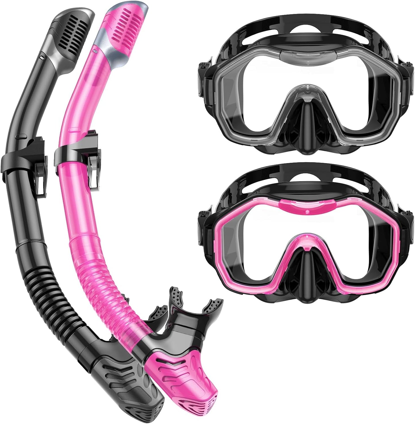 Snorkeling Gear for Adults, Dry-Top Snorkel Set, 180°Panoramic Wide View Diving Mask Breathing Freely Snorkel Mask for Snorkeling Scuba Diving Swimming Travel