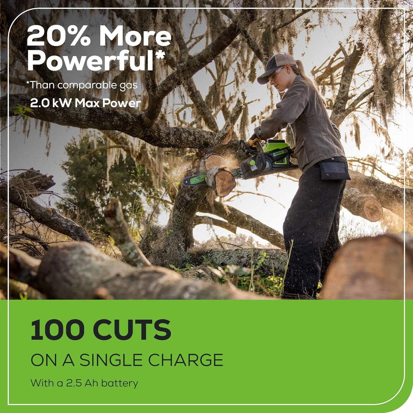 40V 16" Brushless Cordless Chainsaw, 4.0Ah Battery and Charger Included