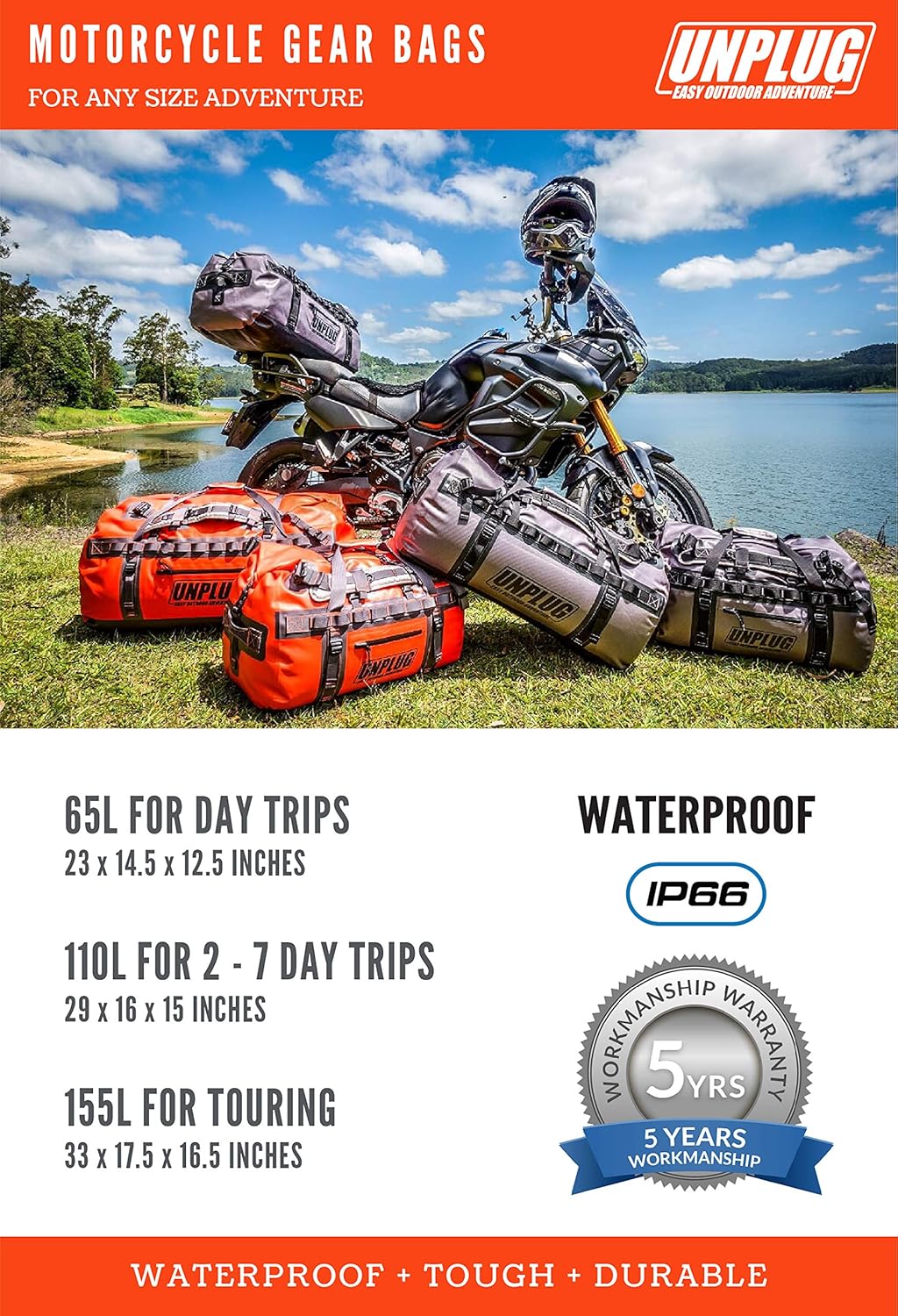 Ultimate Adventure Bag -1680D Heavy Duty Waterproof Travel Duffel Bags for Camping, Motorcycle Dry Bag, Waterproof Bags for Boating, Waterproof Duffle Backpack,Tactical Duffle Bag