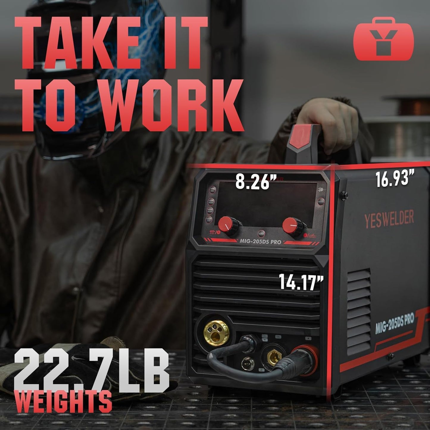 135Amp MIG Welder,110V Flux Core Welder Flux Core MIG/Lift TIG/Stick 3-in-1 Large LED Digital Display Welding Machine IGBT Inverter Welder FLUX-135PRO