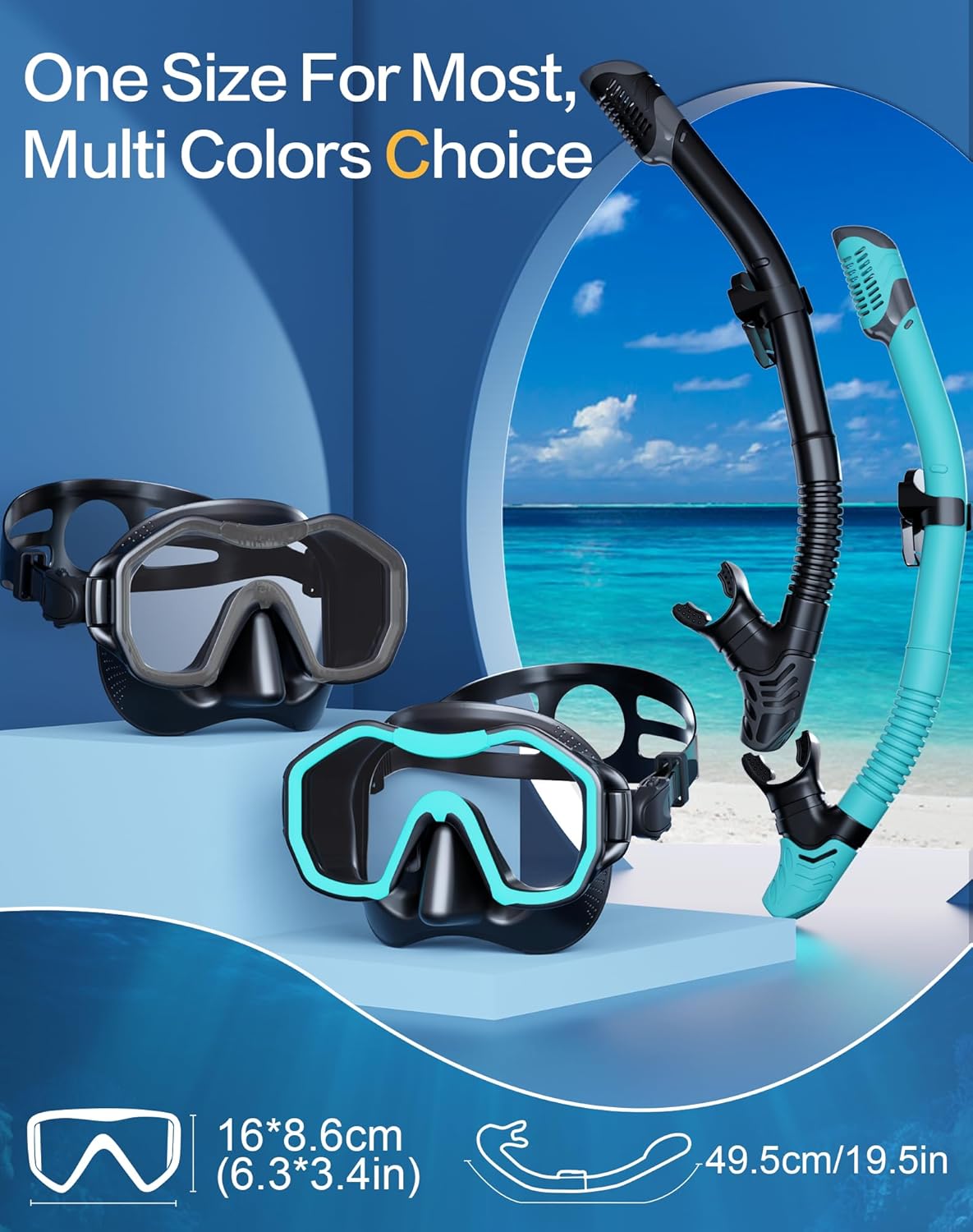 Snorkeling Gear for Adults, Dry-Top Snorkel Set, 180°Panoramic Wide View Diving Mask Breathing Freely Snorkel Mask for Snorkeling Scuba Diving Swimming Travel