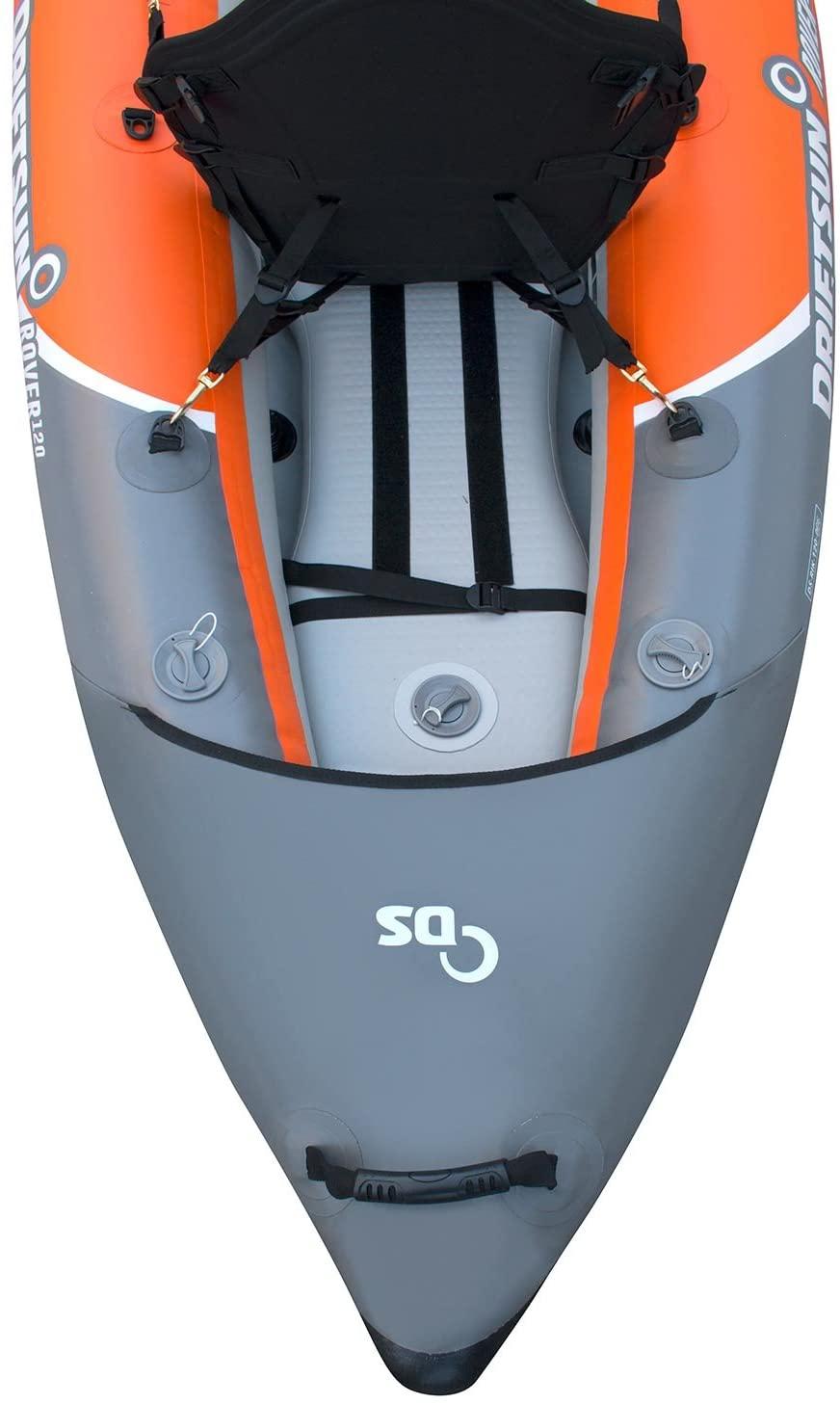 120/220 Inflatable Tandem White-Water Kayak with High Pressure Floor and EVA Padded Seats with High Back Support, Includes Action Cam Mount, Aluminum Paddles, Pump and More
