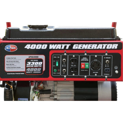 4000 Watt Generator APGG4000, 4000W Portable Generator for Home Use Power Backup, RV Standby, Hurricane Damage Restoration Power Backup.