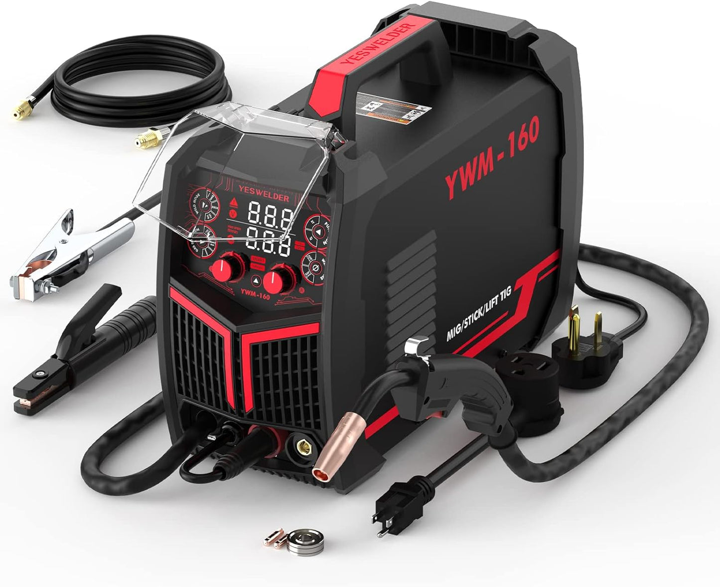 135Amp MIG Welder,110V Flux Core Welder Flux Core MIG/Lift TIG/Stick 3-in-1 Large LED Digital Display Welding Machine IGBT Inverter Welder FLUX-135PRO