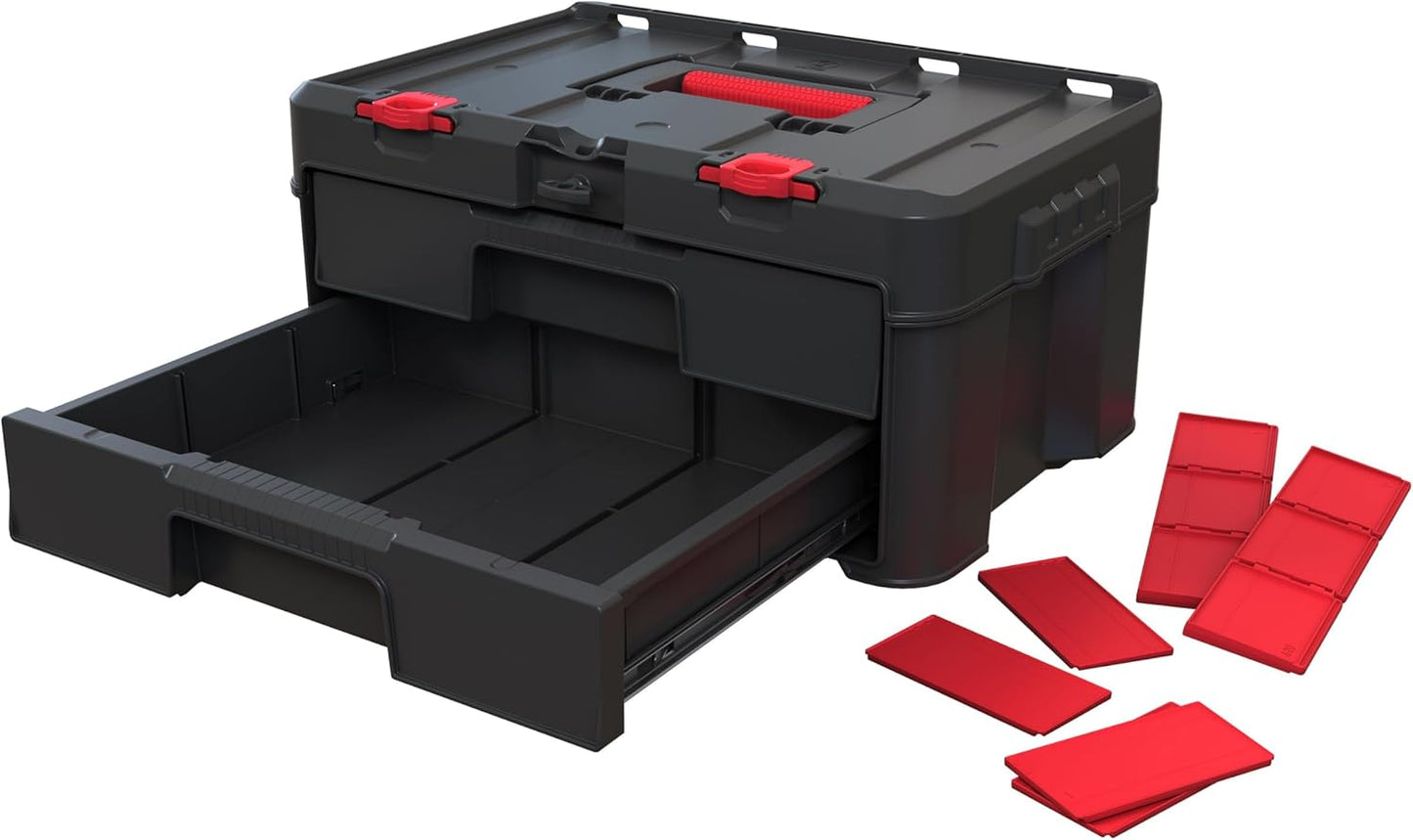 Modular Tools Organizer for Garage Storage and DIY, 3 Piece Resin Rolling Tool Box System for Small Parts