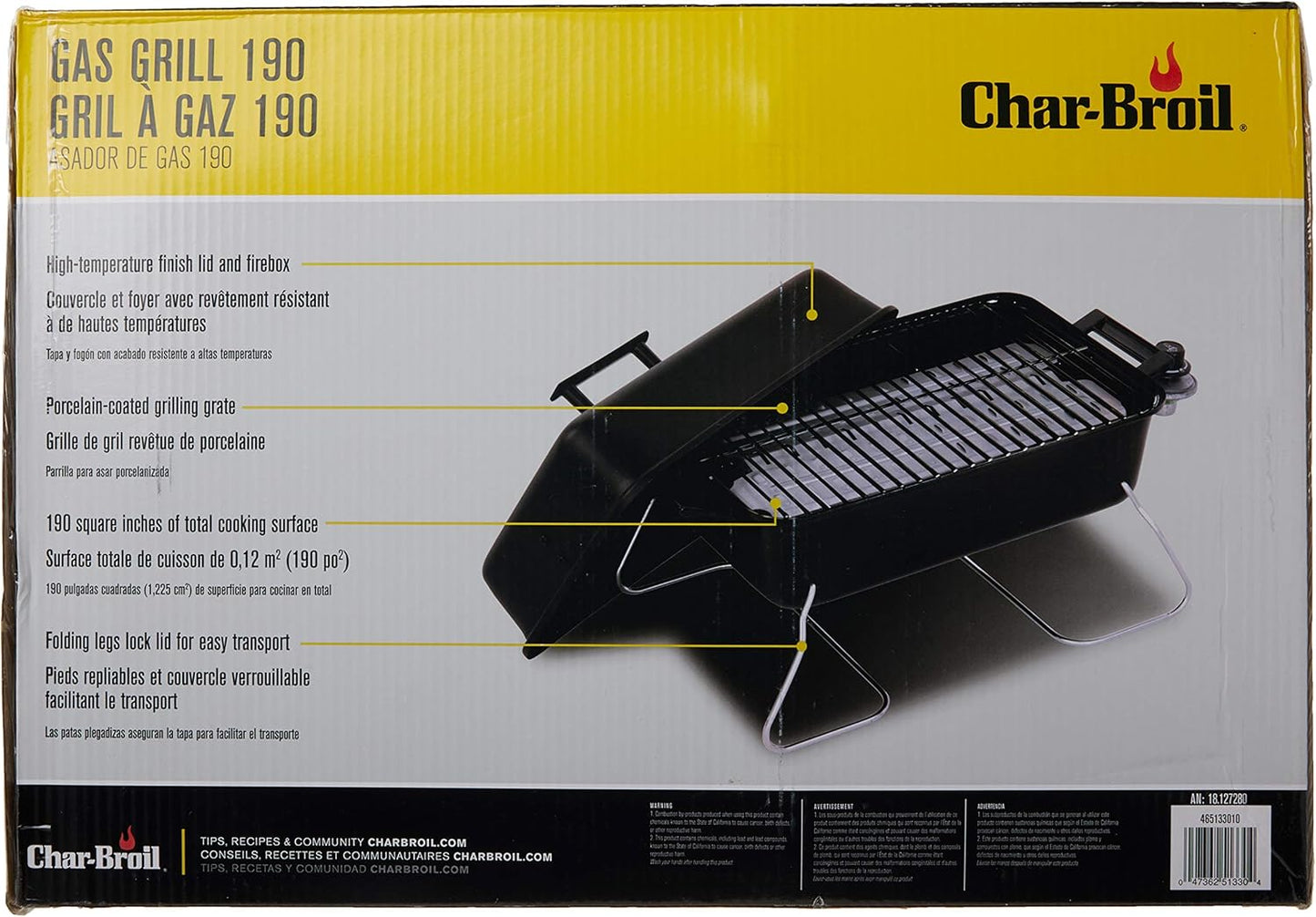Portable Convective 1-Burner Stainless Steel Propane Gas Grill