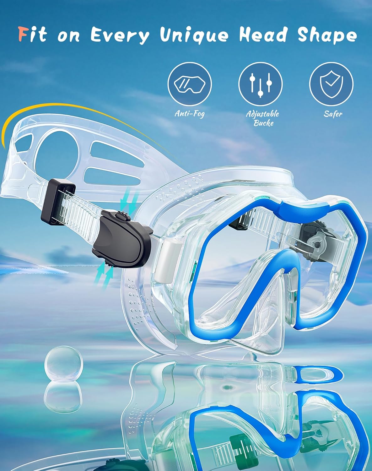 Snorkeling Gear for Adults, Dry-Top Snorkel Set, 180°Panoramic Wide View Diving Mask Breathing Freely Snorkel Mask for Snorkeling Scuba Diving Swimming Travel