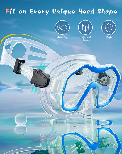 Snorkeling Gear for Adults, Dry-Top Snorkel Set, 180°Panoramic Wide View Diving Mask Breathing Freely Snorkel Mask for Snorkeling Scuba Diving Swimming Travel