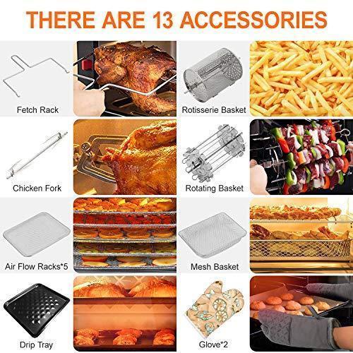 10-in-1 Air Fryer Oven, 20 Quart Airfryer Toaster Oven Combo, 1800W Large Air Fryers, Convection Toaster Oven with Rotisserie Dehydrator.