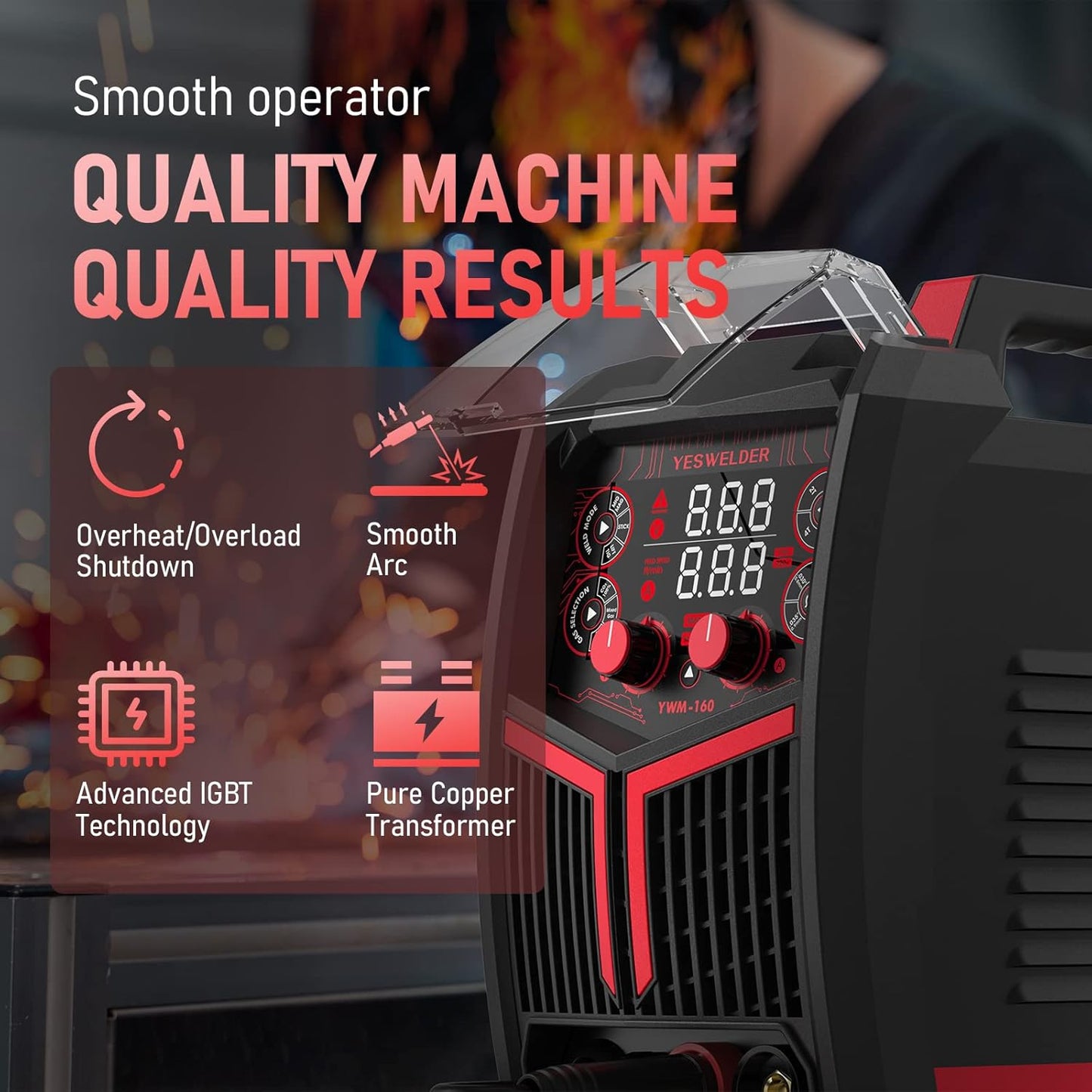 135Amp MIG Welder,110V Flux Core Welder Flux Core MIG/Lift TIG/Stick 3-in-1 Large LED Digital Display Welding Machine IGBT Inverter Welder FLUX-135PRO