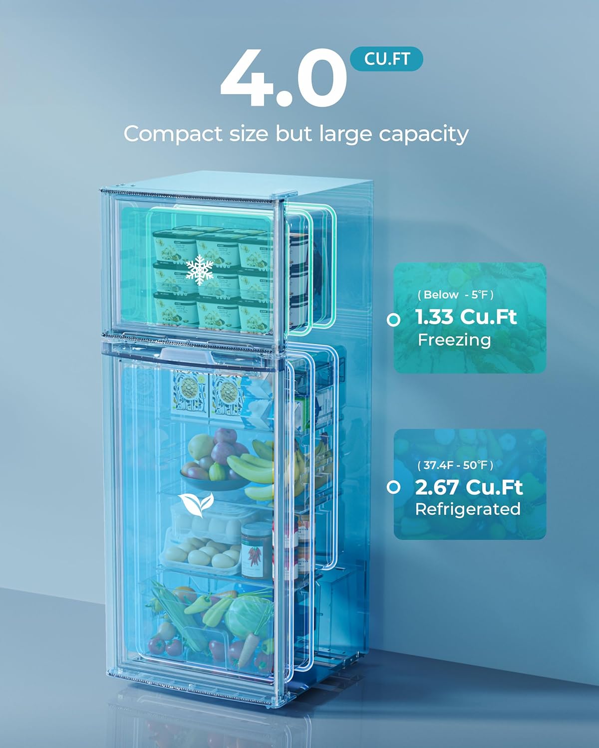 3.2 Cu.Ft Mini Fridge with Freezer – 2-Door Compact Refrigerator for Bedroom, Dorm, Office or Apartment, Silver3.2 Cu.Ft Mini Fridge with Freezer – 2-Door Compact Refrigerator for Bedroom, Dorm, Office or Apartment, Silver