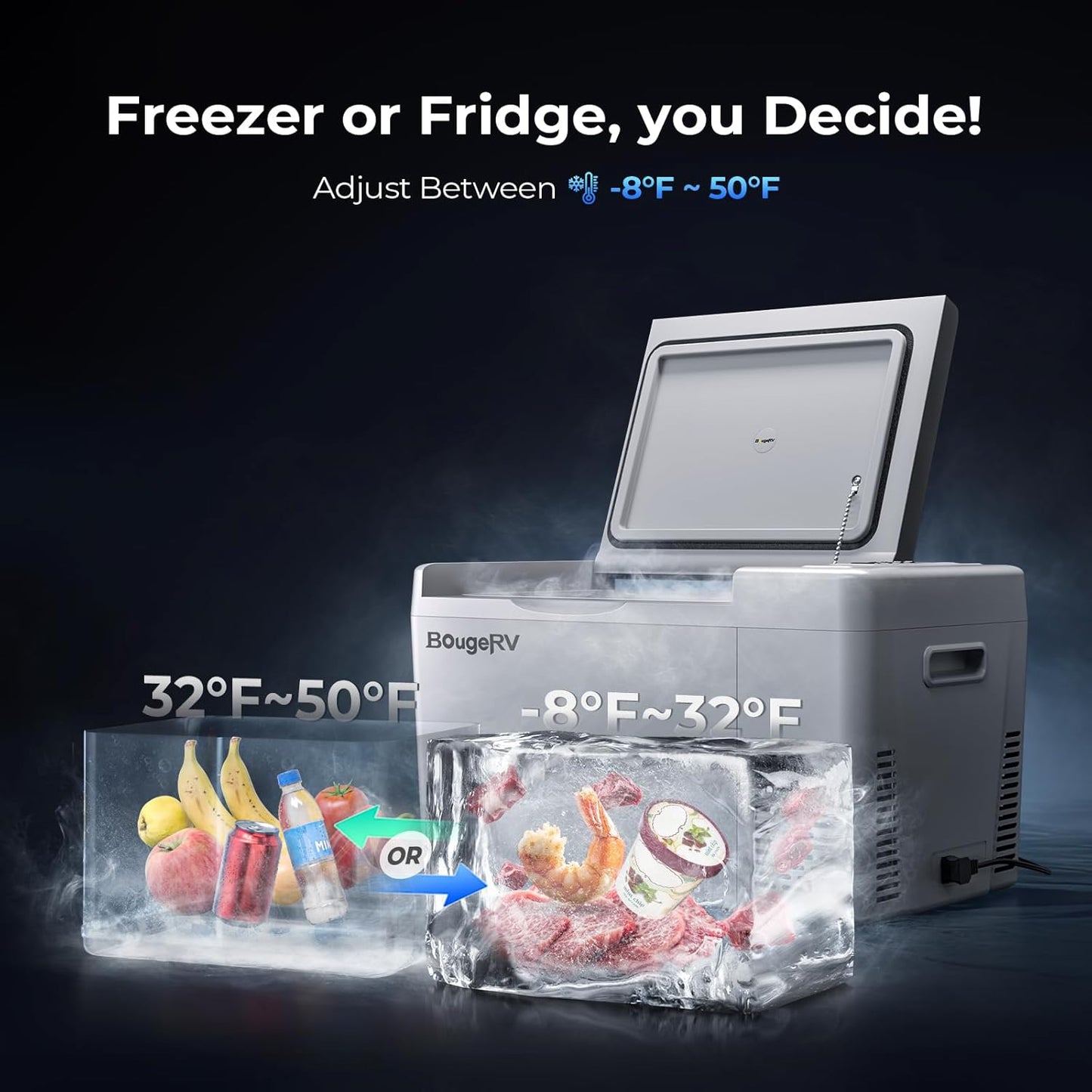 12 Volt Refrigerator 12V Car Fridge 23 Quart Portable Freezer Compressor Cooler 12/24V DC 110~240 Volt AC for Truck Van RV Camper SUV Travel Camping Road Trips Tailgating -7℉~50℉