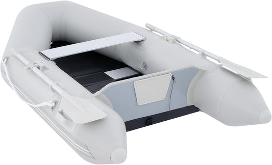 7.5ft Inflatable Dinghy Boat, 2 Person 660lb Transom Sport Tender Boat with Pump Aluminum Oars Floor, Heavy Duty Inflatable Raft Kayak for Adults