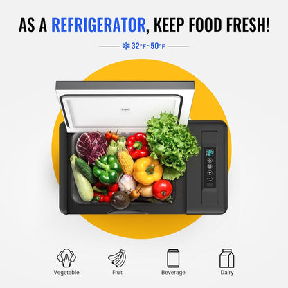 12 Volt Refrigerator 12V Car Fridge 23 Quart Portable Freezer Compressor Cooler 12/24V DC 110~240 Volt AC for Truck Van RV Camper SUV Travel Camping Road Trips Tailgating -7℉~50℉