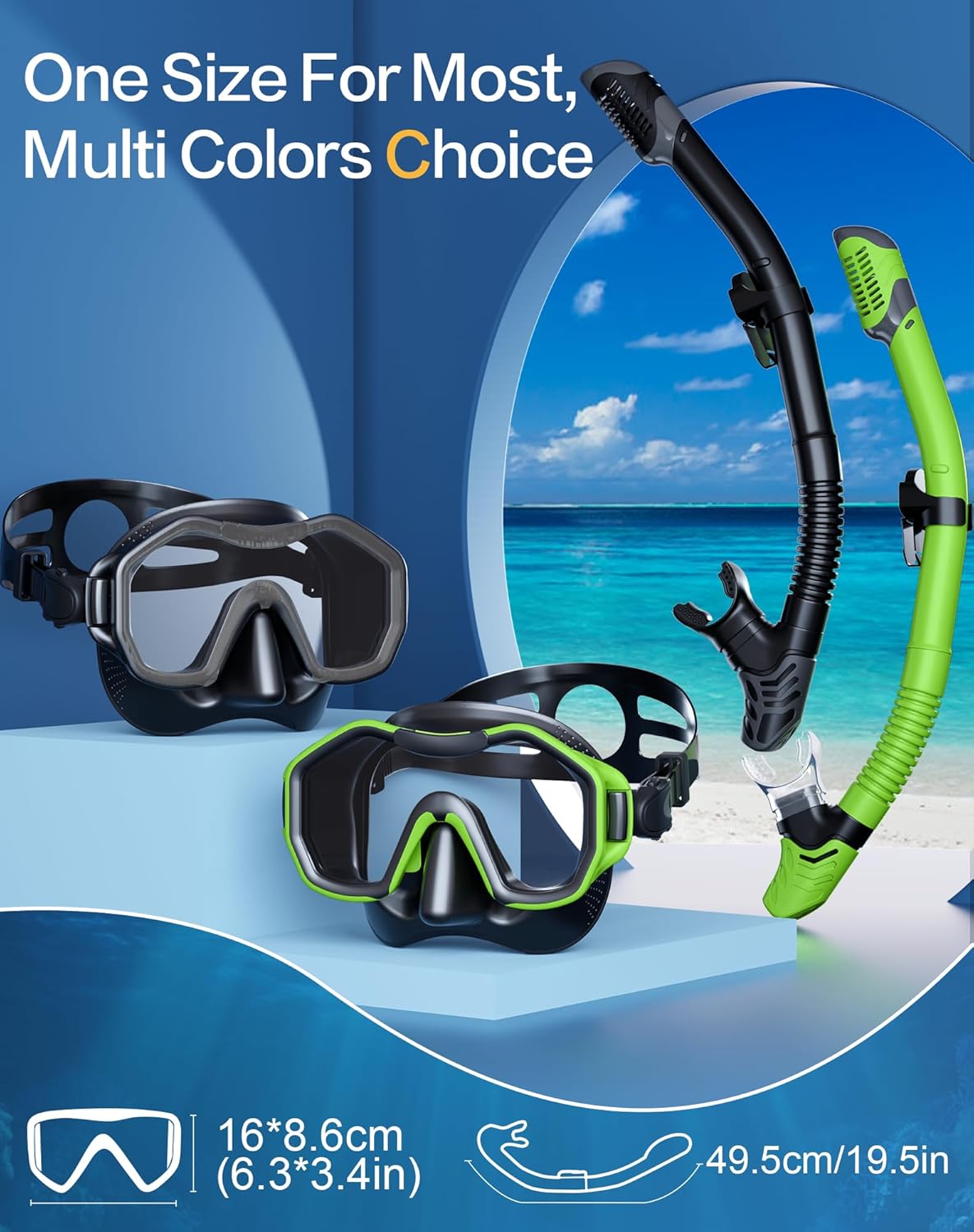 Snorkeling Gear for Adults, Dry-Top Snorkel Set, 180°Panoramic Wide View Diving Mask Breathing Freely Snorkel Mask for Snorkeling Scuba Diving Swimming Travel