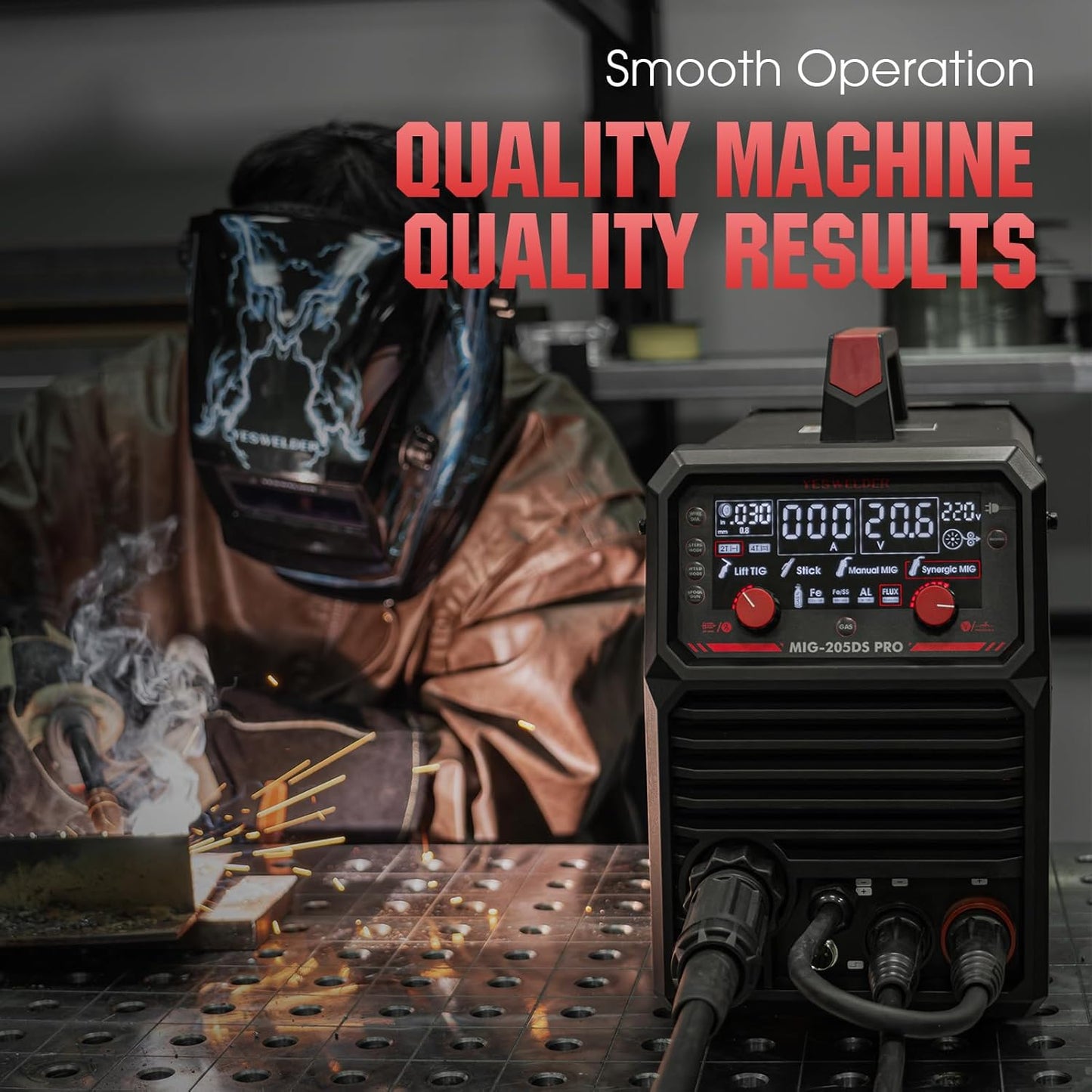 135Amp MIG Welder,110V Flux Core Welder Flux Core MIG/Lift TIG/Stick 3-in-1 Large LED Digital Display Welding Machine IGBT Inverter Welder FLUX-135PRO