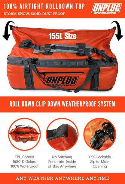 Ultimate Adventure Bag -1680D Heavy Duty Waterproof Travel Duffel Bags for Camping, Motorcycle Dry Bag, Waterproof Bags for Boating, Waterproof Duffle Backpack,Tactical Duffle Bag