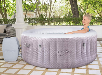 Large Round 2 to 4 Person Inflatable Hot Tub Portable Outdoor Spa with 120 AirJets and EnergySense Cover, Grey