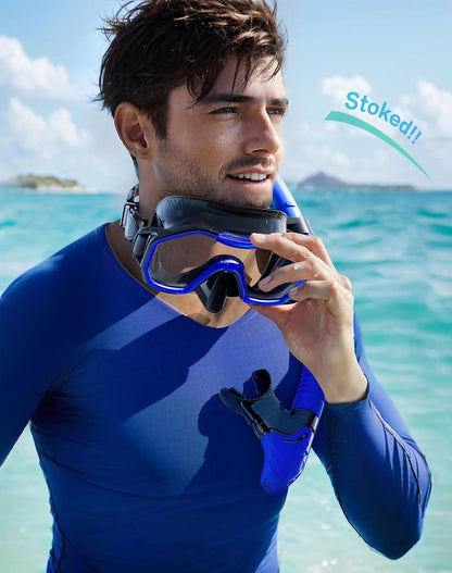 Snorkeling Gear for Adults, Dry-Top Snorkel Set, 180°Panoramic Wide View Diving Mask Breathing Freely Snorkel Mask for Snorkeling Scuba Diving Swimming Travel