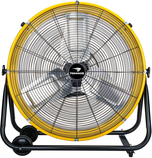24 Inch Grade High Velocity Movement Heavy Duty Drum 3 Speed Air Circulator Fan 7800 CFM-Industrial, Commercial, Residential, and Greenhouse Use, Yellow