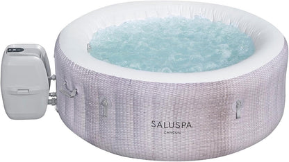 Large Round 2 to 4 Person Inflatable Hot Tub Portable Outdoor Spa with 120 AirJets and EnergySense Cover, Grey