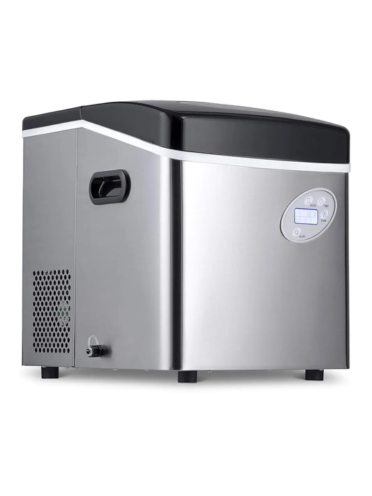 Portable Ice Maker 50 lb. Daily, 12 Cubes in Under 7 Minutes - Compact Countertop Design - 3 Size Bullet Shaped Ice - for Kitchen/Office/RV/Bar - Stainless Steel