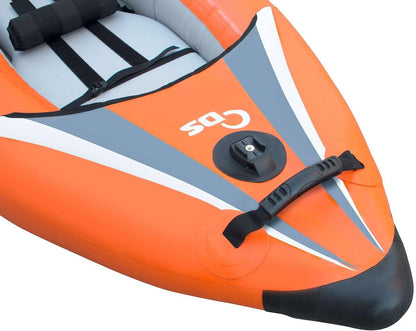 120/220 Inflatable Tandem White-Water Kayak with High Pressure Floor and EVA Padded Seats with High Back Support, Includes Action Cam Mount, Aluminum Paddles, Pump and More