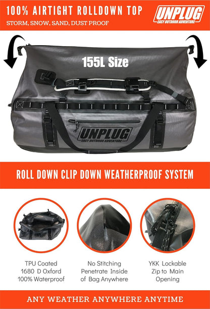 Ultimate Adventure Bag -1680D Heavy Duty Waterproof Travel Duffel Bags for Camping, Motorcycle Dry Bag, Waterproof Bags for Boating, Waterproof Duffle Backpack,Tactical Duffle Bag