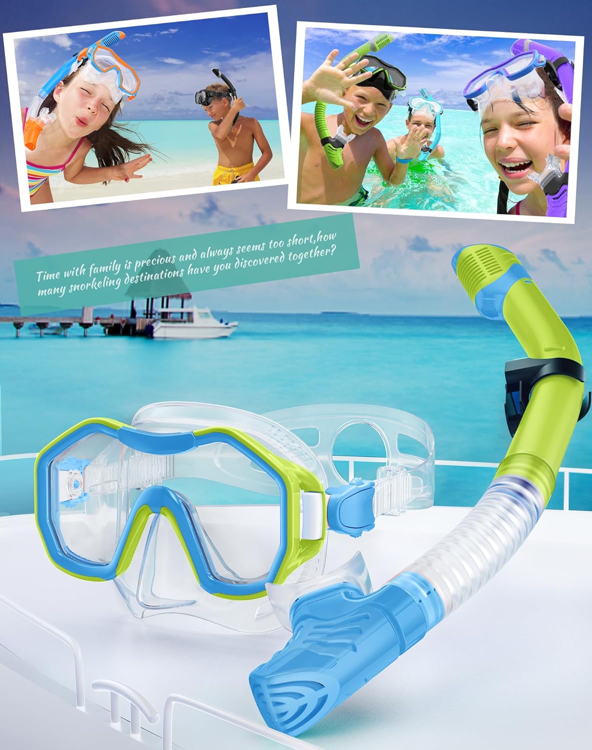 Snorkeling Gear for Adults, Dry-Top Snorkel Set, 180°Panoramic Wide View Diving Mask Breathing Freely Snorkel Mask for Snorkeling Scuba Diving Swimming Travel