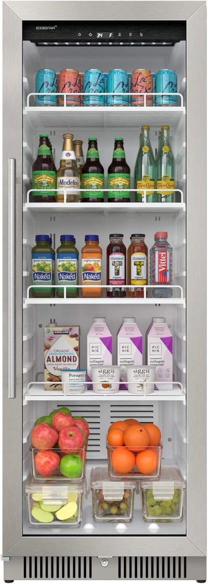 22" Wide 10.1 Cu. Ft. Commercial Beverage Merchandiser – Stainless Steel, Temp Alarm, Reversible Door