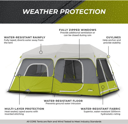 9 Person Instant Cabin Tent - 14' x 9', Green