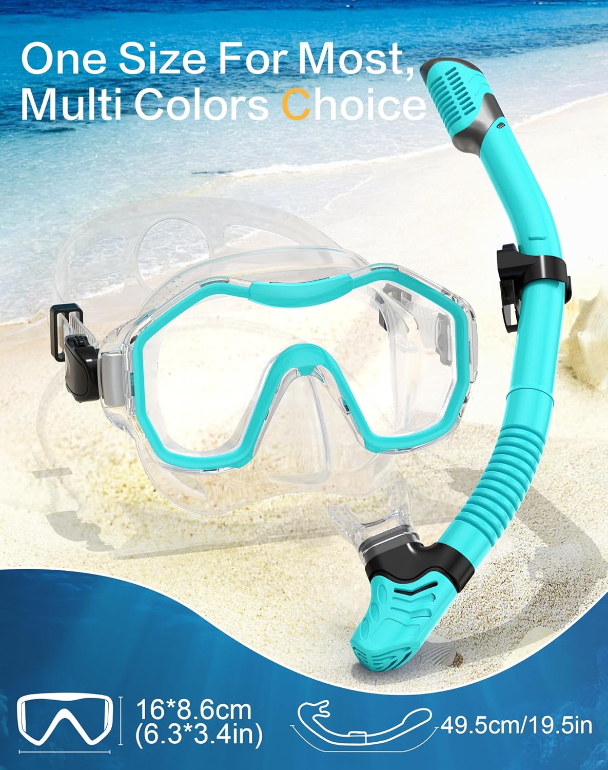 Snorkeling Gear for Adults, Dry-Top Snorkel Set, 180°Panoramic Wide View Diving Mask Breathing Freely Snorkel Mask for Snorkeling Scuba Diving Swimming Travel