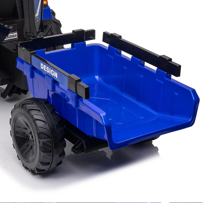 3-in-1 Ride-On Tractor, 24V Electric, Excavator & Bulldozer, Remote Control, LED, Music, USB/Bluetooth max 66 lbs – Bright-blue