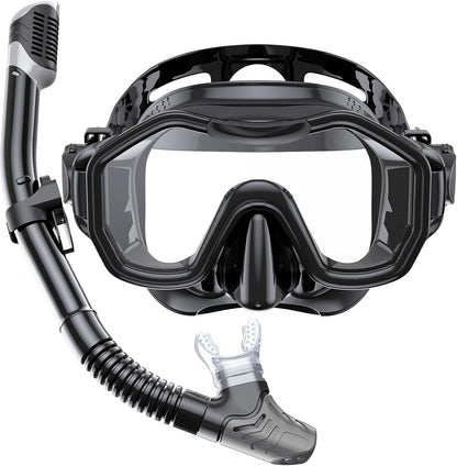 Snorkeling Gear for Adults, Dry-Top Snorkel Set, 180°Panoramic Wide View Diving Mask Breathing Freely Snorkel Mask for Snorkeling Scuba Diving Swimming Travel
