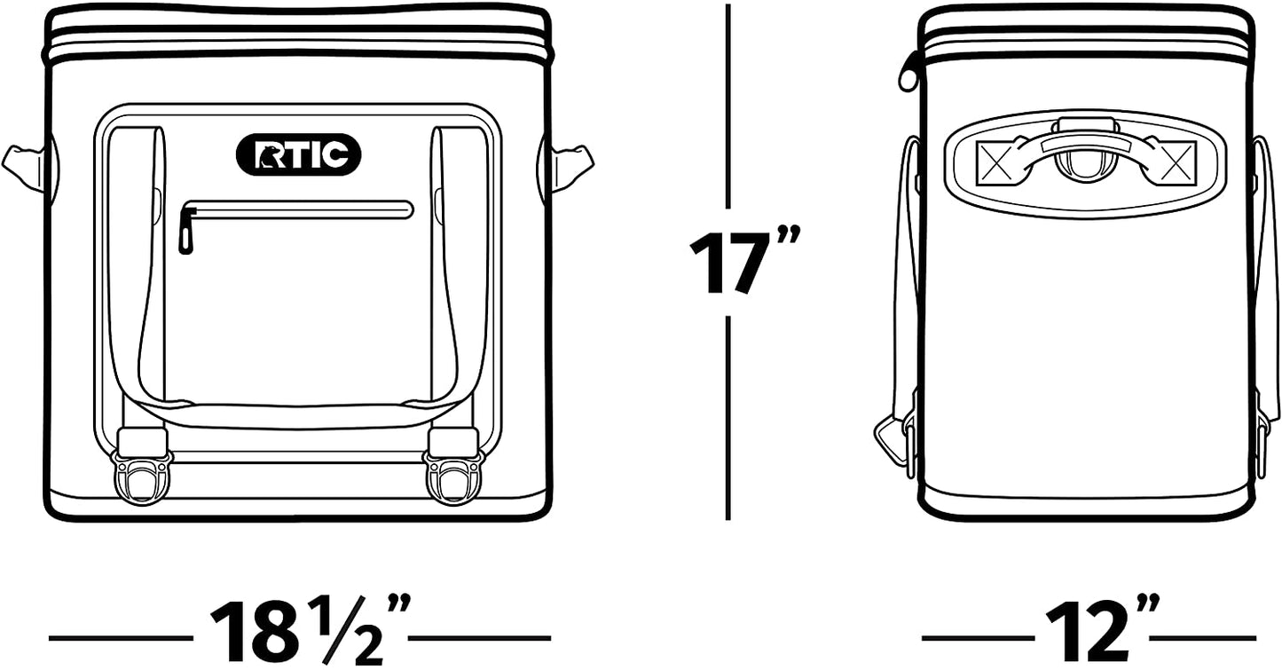 RTIC Soft Cooler 40 Insulated Bag, Portable Ice Chest Cooler, 40 Can
