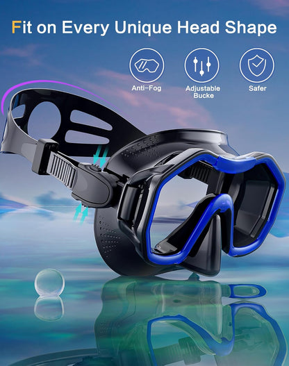 Snorkeling Gear for Adults, Dry-Top Snorkel Set, 180°Panoramic Wide View Diving Mask Breathing Freely Snorkel Mask for Snorkeling Scuba Diving Swimming Travel