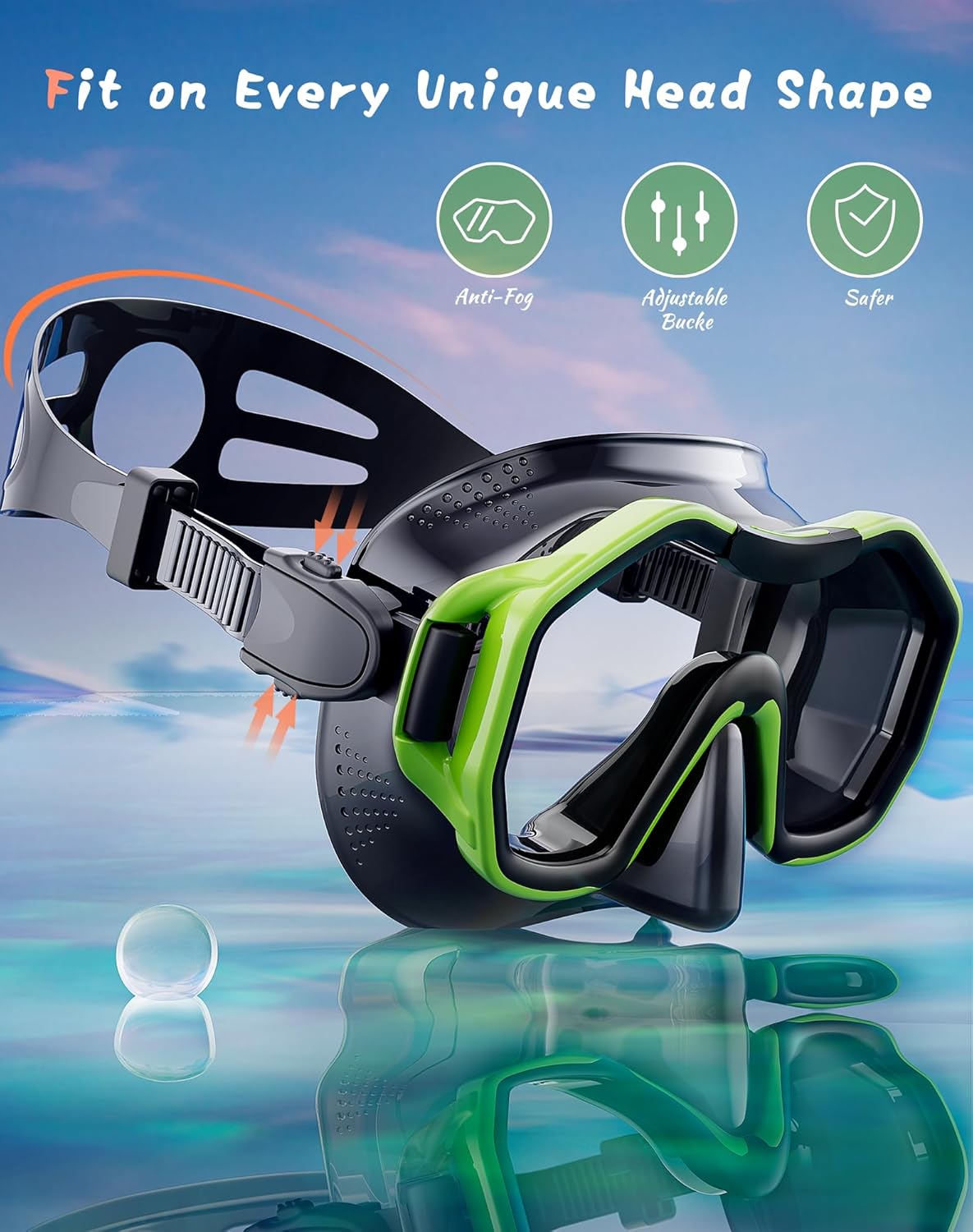 Snorkeling Gear for Adults, Dry-Top Snorkel Set, 180°Panoramic Wide View Diving Mask Breathing Freely Snorkel Mask for Snorkeling Scuba Diving Swimming Travel