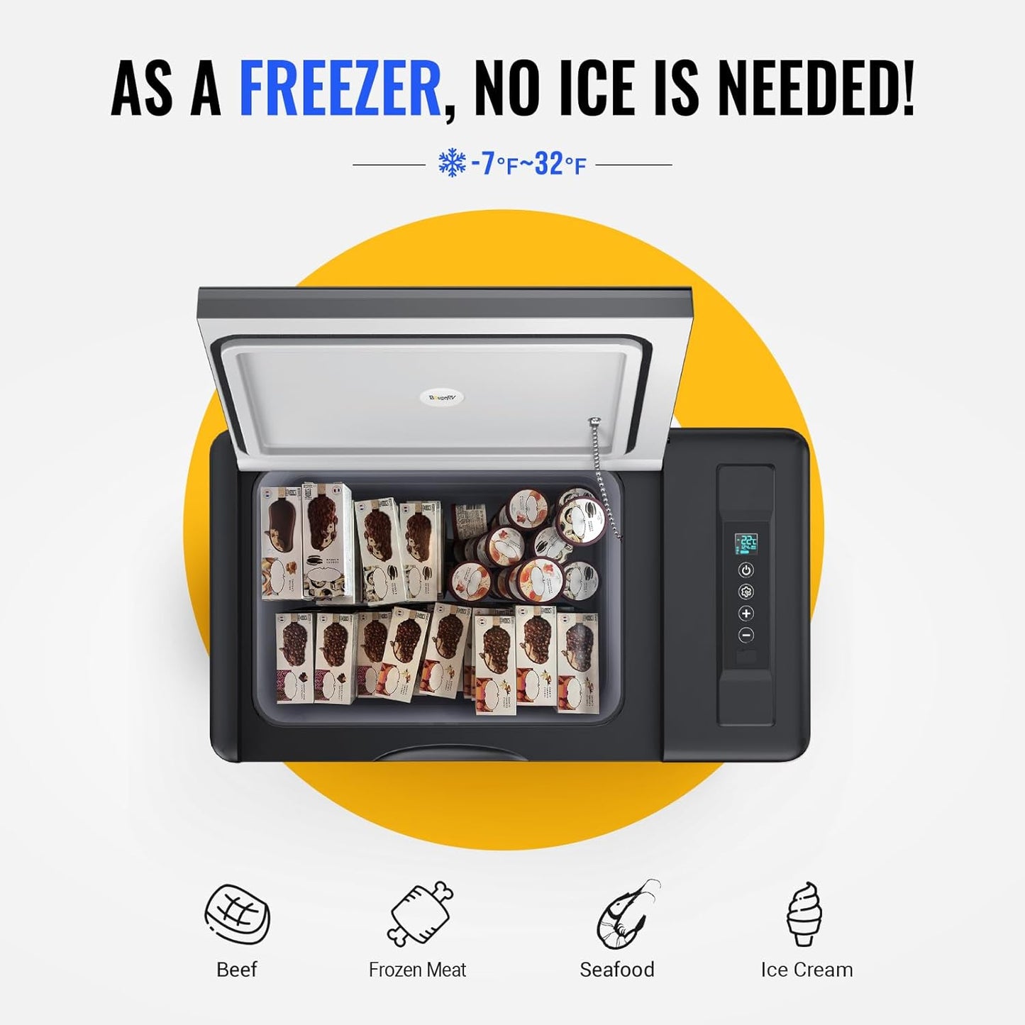 12 Volt Refrigerator 12V Car Fridge 23 Quart Portable Freezer Compressor Cooler 12/24V DC 110~240 Volt AC for Truck Van RV Camper SUV Travel Camping Road Trips Tailgating -7℉~50℉