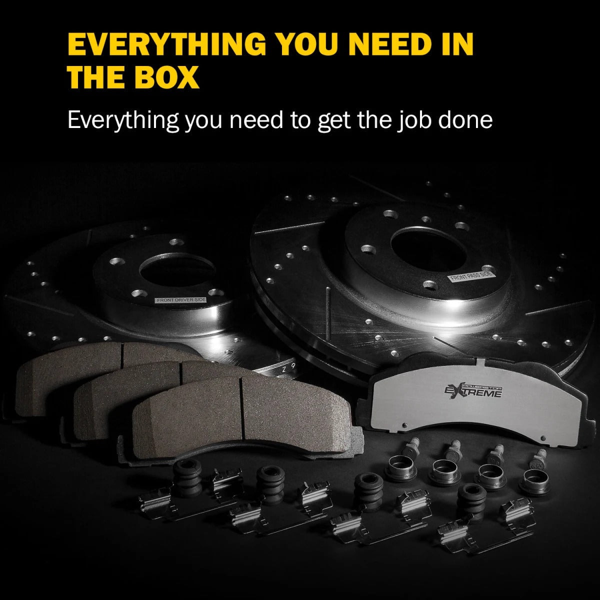 Powerstop Front Z36 Truck Carbon-Fiber Ceramic Brake Pad and Drilled & Slotted Rotor Kit.