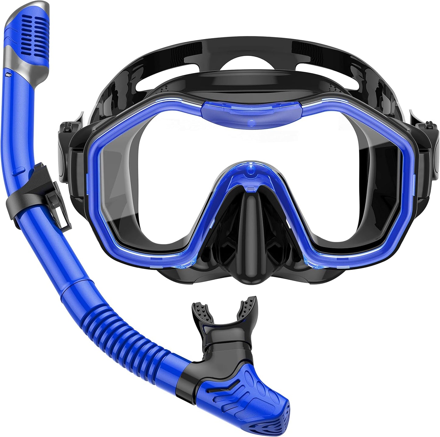 Snorkeling Gear for Adults, Dry-Top Snorkel Set, 180°Panoramic Wide View Diving Mask Breathing Freely Snorkel Mask for Snorkeling Scuba Diving Swimming Travel
