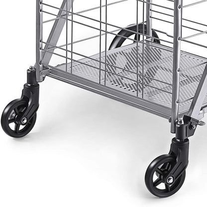 Shopping Cart with Wheels, Metal Grocery Cart with Wheels, Shopping Carts For Groceries