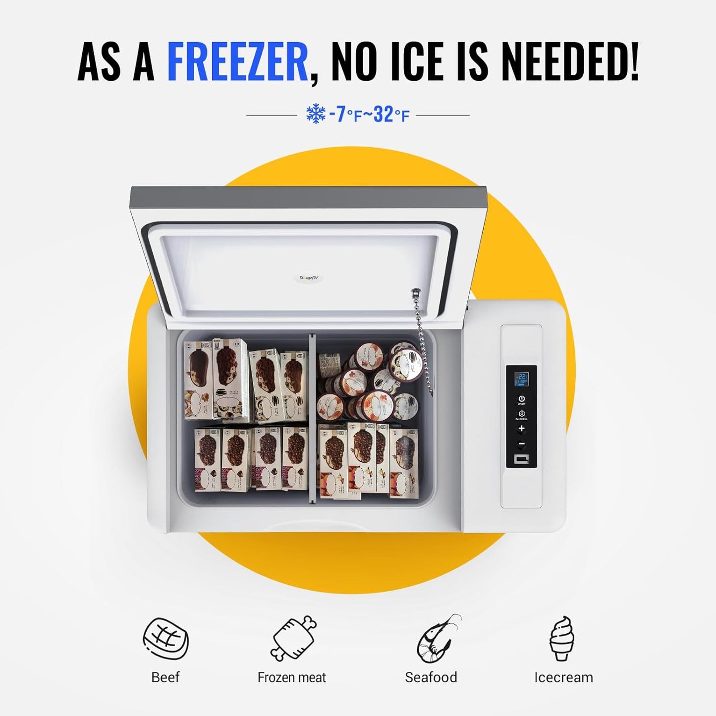 12 Volt Refrigerator 12V Car Fridge 23 Quart Portable Freezer Compressor Cooler 12/24V DC 110~240 Volt AC for Truck Van RV Camper SUV Travel Camping Road Trips Tailgating -7℉~50℉