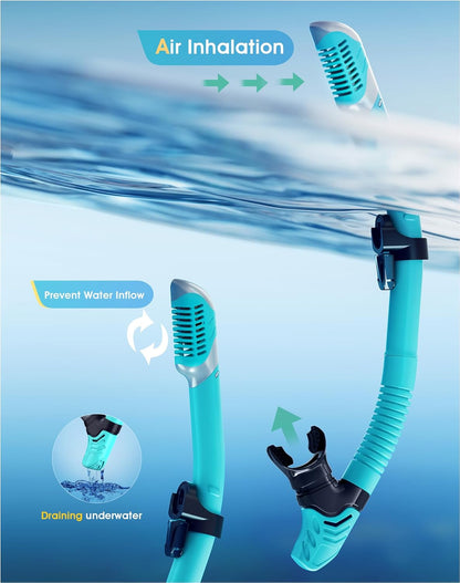 Snorkeling Gear for Adults, Dry-Top Snorkel Set, 180°Panoramic Wide View Diving Mask Breathing Freely Snorkel Mask for Snorkeling Scuba Diving Swimming Travel