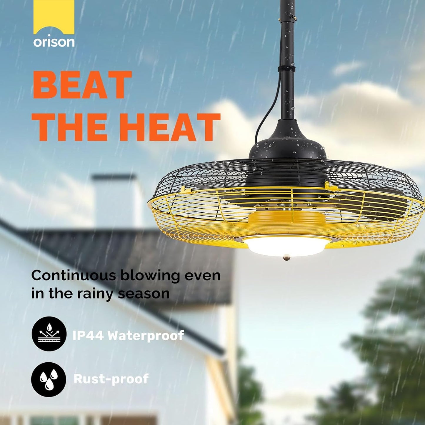 Outdoor Ceiling Fan with Light, Plug in Ceiling Fan with Remote, Gazebo Fans Outdoor Hanging for Patios Waterproof, Wet Rated Hanging Fan with App Control