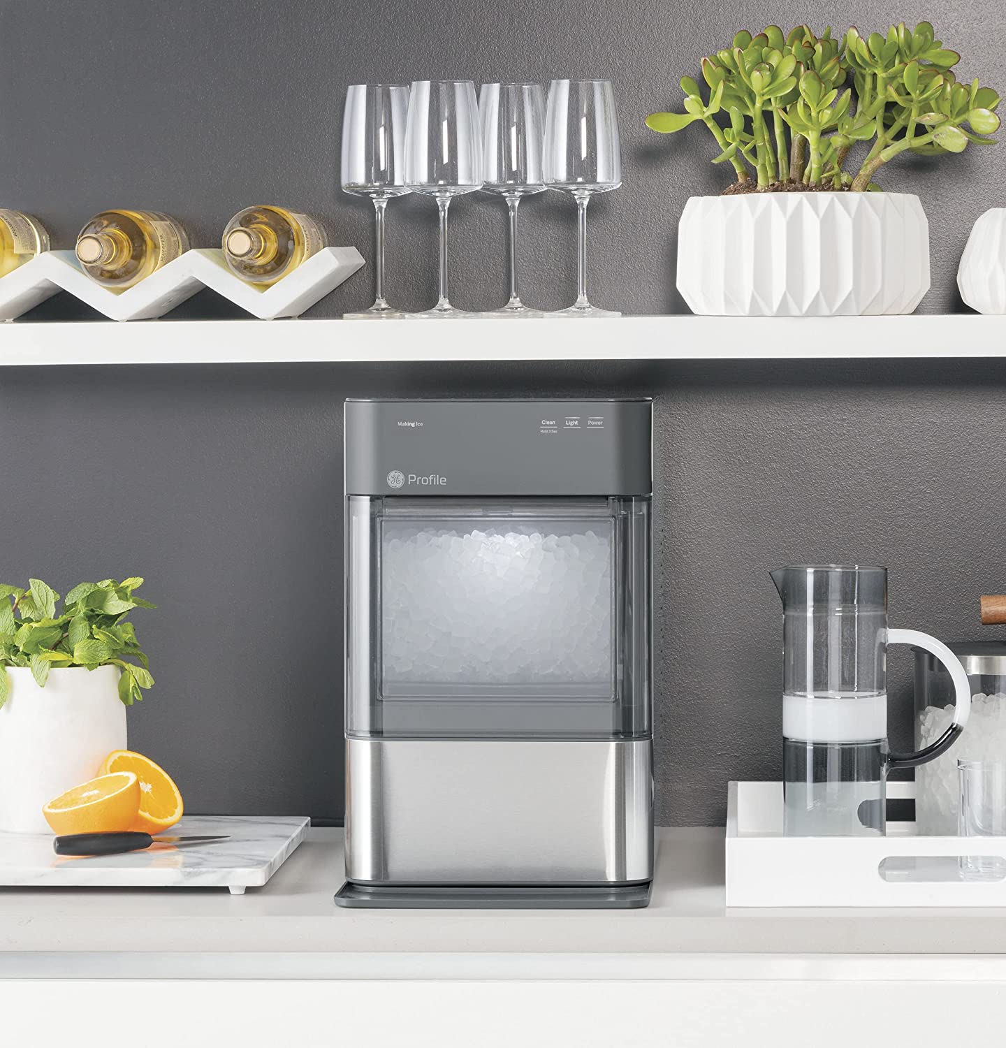2.0 Countertop Nugget Ice Maker | Ice Machine with WiFi Connectivity | Smart Home Kitchen Essentials | Black Stainless