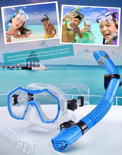 Snorkeling Gear for Adults, Dry-Top Snorkel Set, 180°Panoramic Wide View Diving Mask Breathing Freely Snorkel Mask for Snorkeling Scuba Diving Swimming Travel