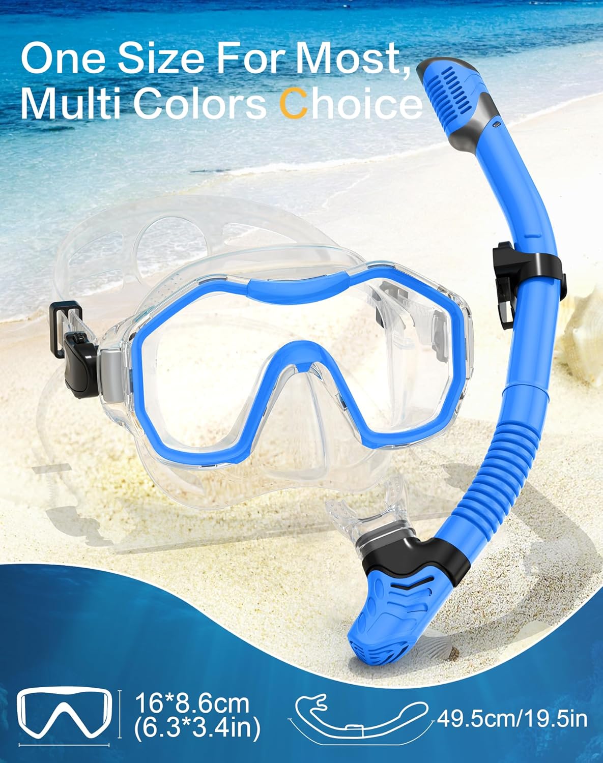Snorkeling Gear for Adults, Dry-Top Snorkel Set, 180°Panoramic Wide View Diving Mask Breathing Freely Snorkel Mask for Snorkeling Scuba Diving Swimming Travel