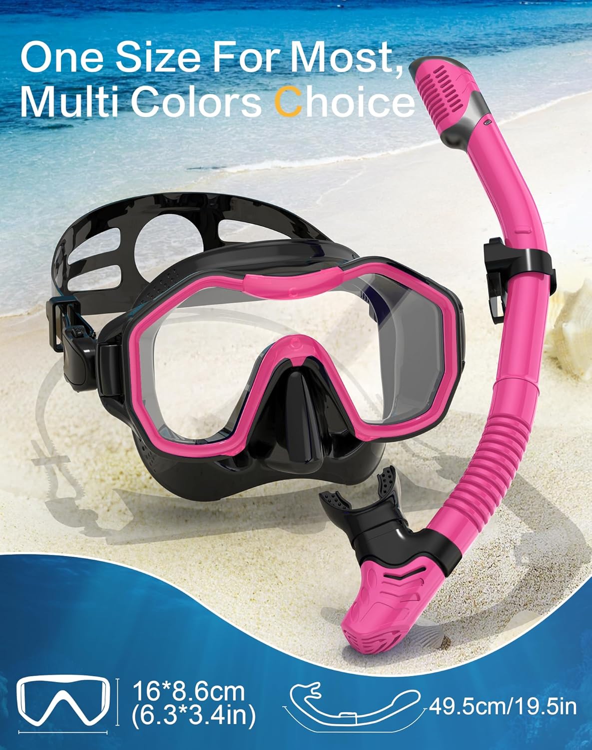 Snorkeling Gear for Adults, Dry-Top Snorkel Set, 180°Panoramic Wide View Diving Mask Breathing Freely Snorkel Mask for Snorkeling Scuba Diving Swimming Travel