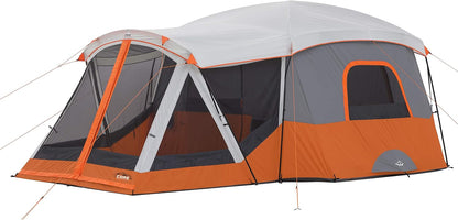 Straight Wall Cabin Tents | 10 Person / 11 Person / 12 Person Large Multi Room Family Tents for Car Camping & Outdoor Adventures