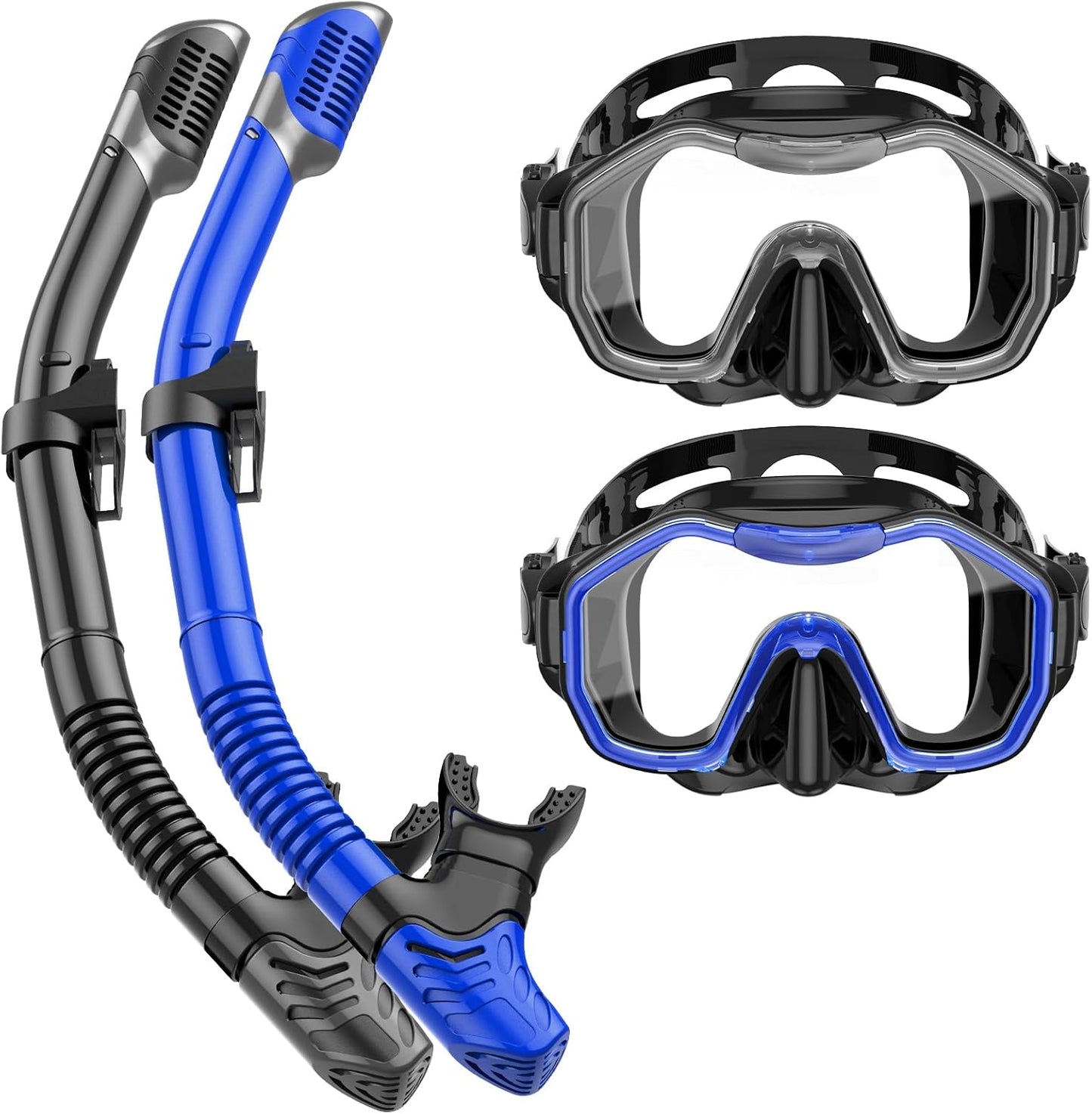 Snorkeling Gear for Adults, Dry-Top Snorkel Set, 180°Panoramic Wide View Diving Mask Breathing Freely Snorkel Mask for Snorkeling Scuba Diving Swimming Travel